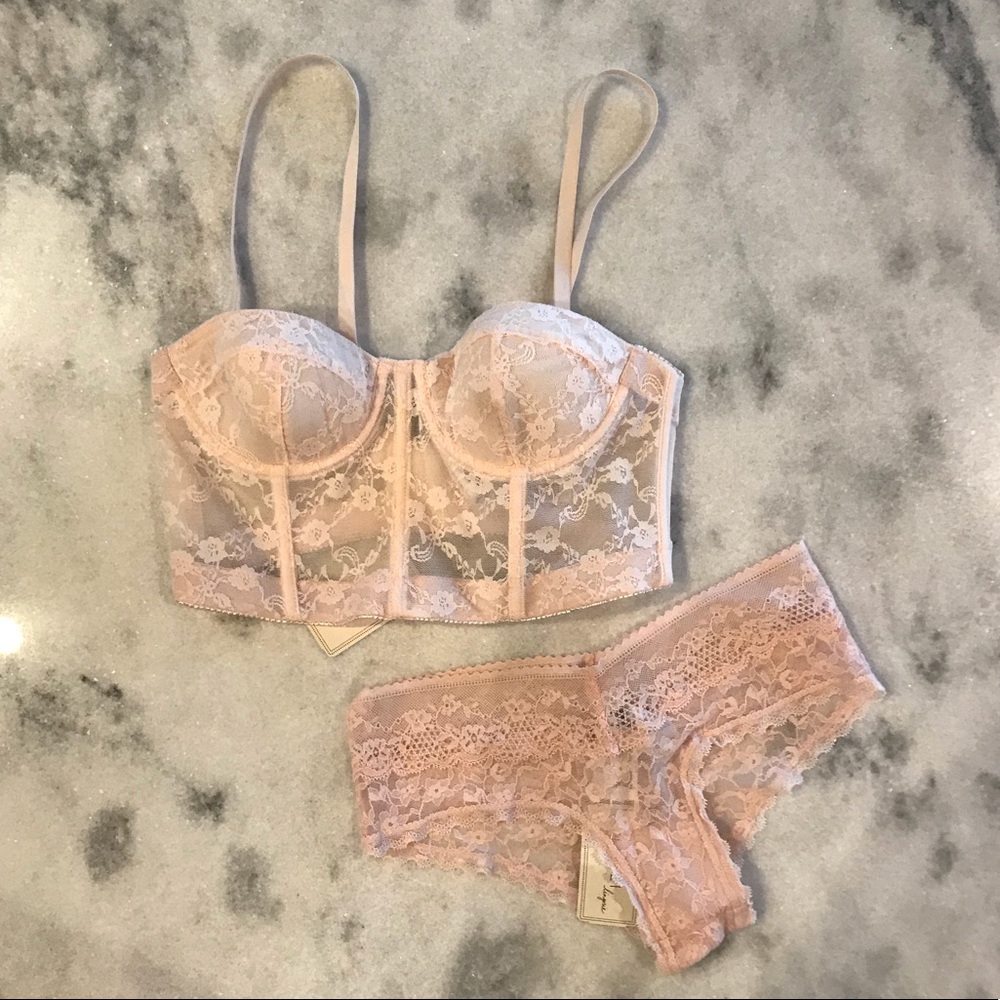 Light Pink Bustier Corset & Boyshort Panty Set NWT